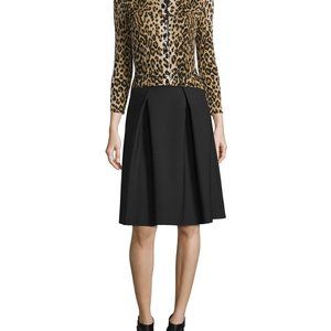 Carolina Herrera  3/4-Sleeve Leopard-Print Wool Cardigan * size M Italy